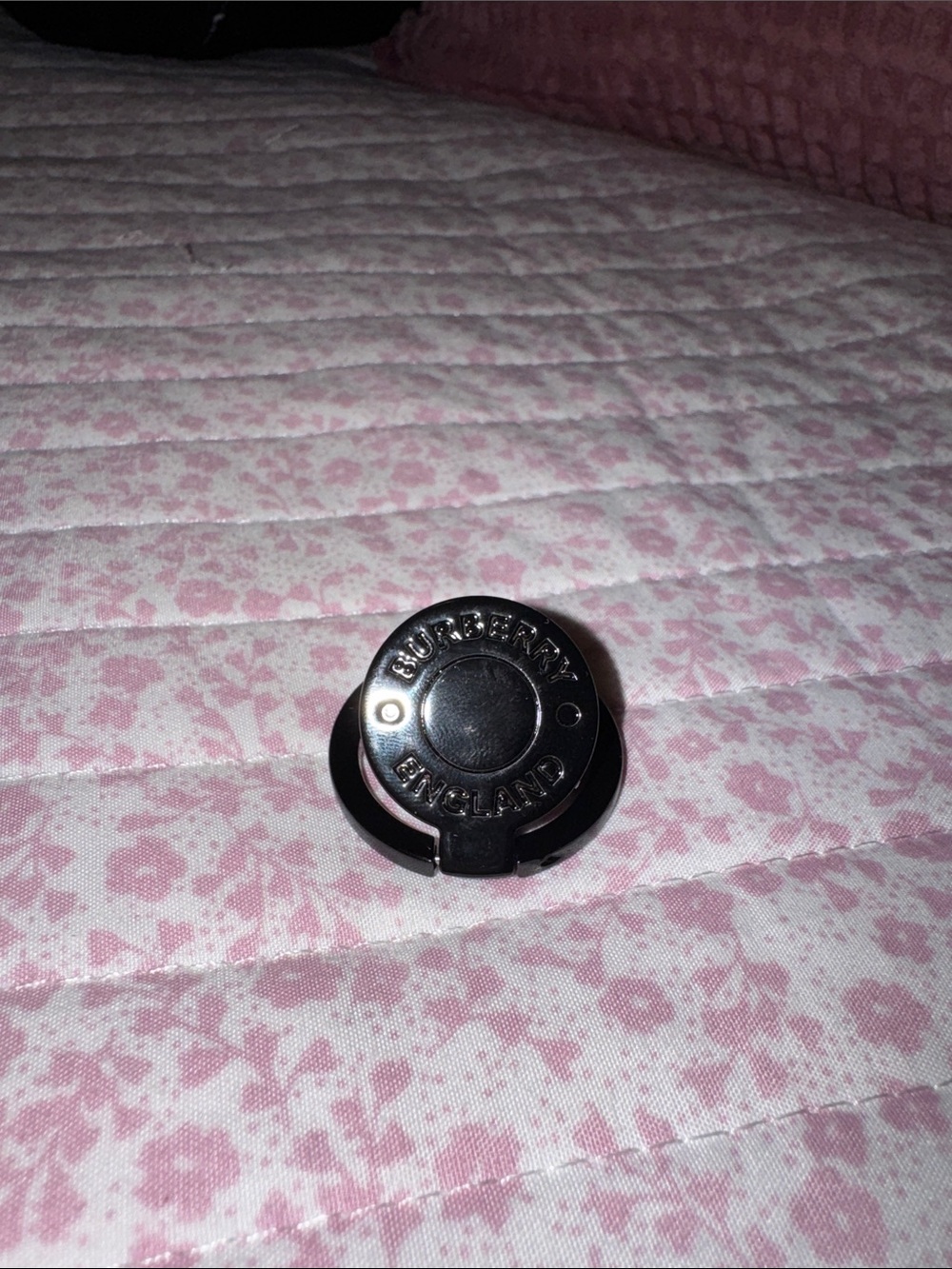Burberry Black Rotating Phone Ring Holder with Branded Accent